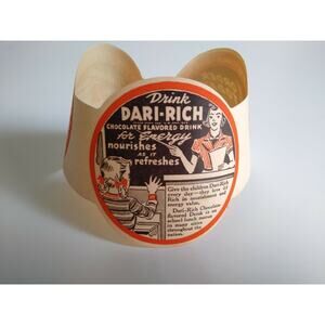 Dari-Rich Chocolate Milk Bottle Collar Teacher and Student Graphics Vintage NOS